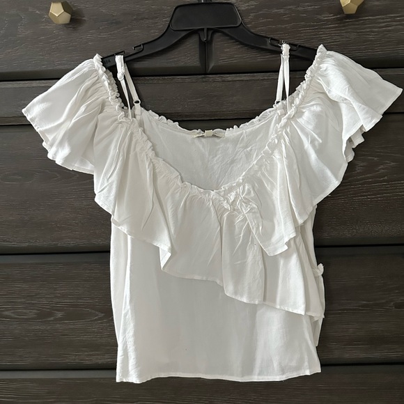 White Ruffled Off-Shoulder Top - Picture 1 of 1